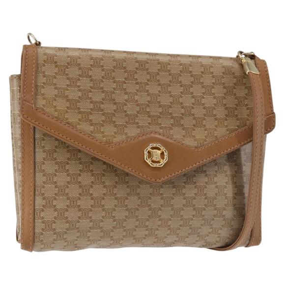 CELINE Macadam Canvas Shoulder Bag Pvc Beige Gold - Picture 1 of 12